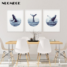 Pôster moderno de nuomege, arte decorativa para a parede de baleias, pintura decorativa em tela, corcunda, beluga, para sala de estar 2024 - compre barato