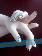 Sexy Lycra Spandex Silver Nails With Kigurumi Zentai Gloves Fetish Unisex Crossdresser Costumes Gloves 2024 - buy cheap