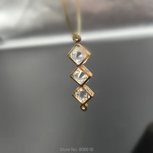 120 piezas 35*11mm cuadrado "KC Color oro" Aleación + cristal Cristal Diamantes de imitación interior joyería colgantes encantos de la joyería 2024 - compra barato