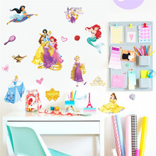 Pegatinas de pared de princesa de dibujos animados para habitación de niños, decoración arte para el hogar, Mural, pegatinas para niños, regalo de cumpleaños 2024 - compra barato