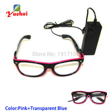 2021New arrival 5 Trendy style Sound Activated Double color Glasses Powered By DC-3V EL Wire Cold Light Tube Crazy Party Decor 2024 - buy cheap