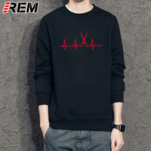 REM Heartbeat of Hairdresser Hoodies Men Cool Hair Printed Hoodies long Sleeve Cotton Barber Sweatshirts Tops 2024 - buy cheap