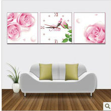 Embroidery Package Free Shipping  Cross Stitch Kits Triplet Pink Green Rose Flower Middle Clock 2024 - buy cheap
