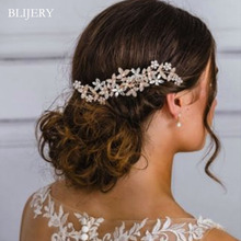 BLIJERY, роскошные цветочные свадебные аксессуары для волос, цвета розового золота, Кристальные свадебные гребни для волос для женщин, украшения для волос, подарки для невест 2024 - купить недорого