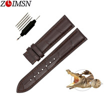 ZLIMSN Business Casual Bamboo Pattern Road Crocodile Genuine Leather Strap Black Brown 12mm 14mm 16mm 19mm 20mm 22mm Handmade 2024 - buy cheap