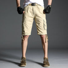 2020 Summer Casual Cargo Shorts Men Solid Cotton Multi-pocket Mens Work Shorts Knee Length Military Bermuda Beach Male Shorts 2024 - buy cheap