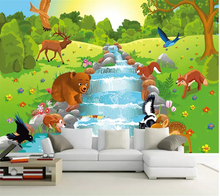 Papel de parede personalizado 3d, papel de parede infantil, estilo nórdico, minimalista, com desenho de animais, floresta, para quarto de criança 2024 - compre barato