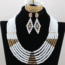 Elegant White African Crystal Necklace Earrings Bracelet Set Women Engagement Celebration Party Jewelry Set Free Shipping QW439 2024 - buy cheap