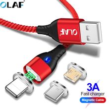 5a led para relâmpago cabo magnético micro usb tipo c cabo para iphone samsung huawei xiaomi oneplus 6 ímã cabo de carregamento rápido 2024 - compre barato