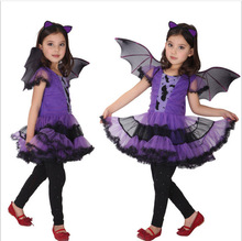 Traje de Halloween para niñas bruja vestido de tutú con cuernos traje de bruja Cosplay para niñas niños vestido de fiesta ropa de los niños 2024 - compra barato