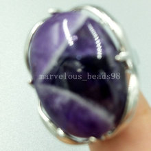 Free Shipping Beautiful jewelry Natural Purple Crystal Women Men Art Oval Ring  7~12" Adjust Size PC5099 2024 - buy cheap