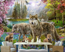 Beibehang floresta ensolarada lobo cinzento animal paisagem crianças quarto papel de parede papier peint mural 3d na parede 2024 - compre barato