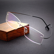 Free Shipping 100%pure titanium Rimless brand eyeglasses frames men Women optical frame spectacle frame eye prescription glasses 2024 - buy cheap