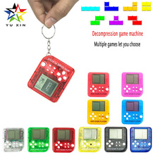 2018 YUXIN Mini Console Do Jogo Tetris Keychain LCD Jogo Handheld Jogadores Crianças Educacionais Brinquedos Eletrônicos Anti-stress Chaveiro 2024 - compre barato