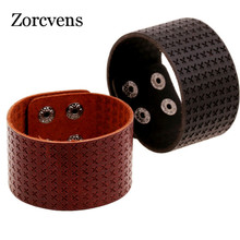 ZORCVENS New Cool Braided Cross Genuine Leather Bracelets & Bangles Brown & Black Punk Wide Cuff Bracelets for Women Men Jewelry 2024 - buy cheap