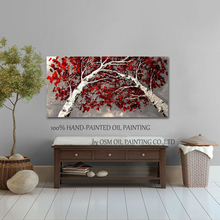 Pintura al óleo sobre lienzo de abedul, pintura abstracta moderna al óleo de árbol de hojas rojas pintada a mano de alta calidad, artista con experiencia 2024 - compra barato