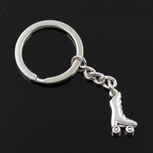 New Fashion Men 30mm Keychain DIY Metal Holder Chain Vintage Roller Skates Shoes 20x11mm Silver Color Pendant Gift 2024 - buy cheap