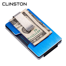 TOP Unisex Metal Fashion Wallet Brand Mini Credit Card Holder With RFID Anti-Thief Wallet Simple Aluminum Dollar Clip For Men 2024 - buy cheap