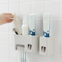 Porta pasta de dentes automático, dispensador de pasta de dente, espremedor, conjunto de lavar copo, montagem na parede, acessórios de banheiro, kit de banho 2024 - compre barato
