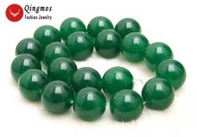 Qingmos 20mm Green Round Natural Jades Loose Beads for Jewelry Making DIY Necklace Bracelet Strand 15'' los744  Free Ship 2024 - buy cheap