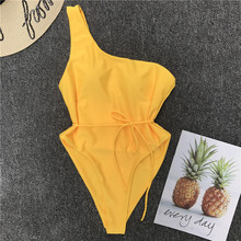 2018 Bathing Suit Swimwear Women Maillot De Bain Femme Sexy Pure Color Belt One-piece Swimsuit Swimming Suit For Women 2024 - buy cheap
