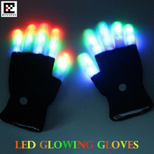 2pairs Halloween Cosplay Rave LED Luminous Gloves Colorful Light Knitted Gloves Finger Glowing Flashing Unisex Skeleton Gloves 2024 - buy cheap