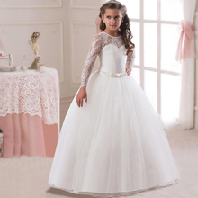 8 Colors First Communion Dresses for Girls  Ankle Length Flower Girl Dress Long Sleeve Lace Princess For 6 8 10 12 14 16 Years 2024 - buy cheap