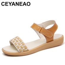 CEYANEAO Women Sandals platform heel Leather hook loop metal Soft comfortable Wedge shoes ladies casual sandalsE2138 2024 - buy cheap