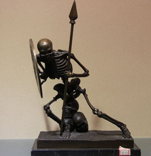Atacado fábrica ocidental arte deco bronze cobre & mármore esqueleto humano guerreiro escultura estátua 2024 - compre barato