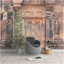 beibehang Egyptian classical stone doors retro relief custom large fresco nonwovens super green wallpaper papel de parede 2024 - buy cheap