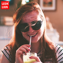 LeonLion 2019 Brand Designer Cat Eye Sunglasses Women Vintage Metal Reflective Glasses For Women Mirror Retro Oculos De Sol 2024 - buy cheap