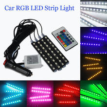 4pcs LED Strip Lights Colorful Car RGB LED Strip Light  Car Styling Decorative Atmosphere Lamps Car Interior Light With Remote 2024 - buy cheap