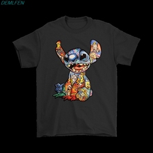 Stitch The World Of tattoo-camisetas de manga corta para hombre, camisa con cuello redondo, a la moda, geniales, de verano 2024 - compra barato