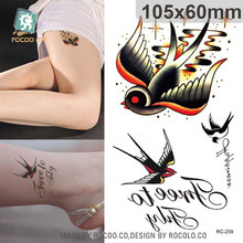 Водостойкая Временная тату-наклейка, летящие Искусственные Птицы со словами, тату-наклейки флэш-тату, искусственная татуировка для девочек и женщин 2022 - купить недорого