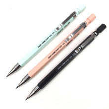 Lápis mecânico 2.0mm, 1 peça, recarga de chumbo, preto/azul/rosa, tambor, lápis automático para desenho de exame 2024 - compre barato