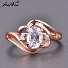 JUNXIN Luxury Big White Oval Ring Fashion Rose Gold Filled Jewelry AAA Zircon Stone Rings For Women Vintage Wedding Ring 2024 - buy cheap