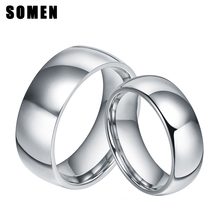 2 pçs 6/8mm anel conjunto de prata cor titânio anel abobadado design casamento banda anéis de noivado moda casal amor aliança anel anel 2024 - compre barato