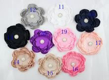 Try order Burned Satin Flower Handmade Multi Petal Hair Flowers with pearl center for Boutique Hair Accessories 20ps/lot 2024 - buy cheap