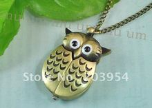 Quartz Pocket Watch Free shipping death hallows charms owl watches10pcs/lot New bronze necklace Chain Pendant woman mens 2024 - buy cheap