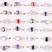 QianBei Shiny CZ Zircon Stones Silver Rings Charm Rhinestones Jewelry Wedding Party Women Wholesale 50pcs/set 2024 - buy cheap