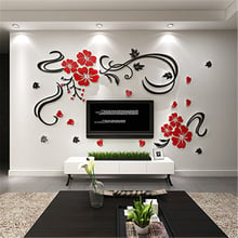 Happy flower vine flowers rich three-dimensional crystal acrylic sticker Modern TV Sofa wall backdrop Home decor wall stickers 2024 - buy cheap