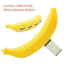 Креативный концентратор USB 2,0 с 4 портами, желтый разделитель банана, передача 480 Мбит/с, мульти USB переключатель для компьютера, ПК, ноутбука 2024 - купить недорого