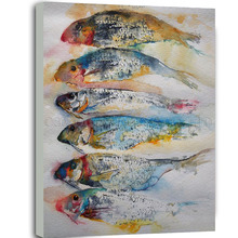 Pintura al óleo de peces abstractos para decoración de sala de estar, lienzo hecho a mano sin marco, colores modernos, pintura al óleo 2024 - compra barato