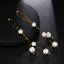 2020 Korean Simulated Pearl Long Tassel Bar Drop Earrings For Women OL Style Sweet Dangle Brincos Party Jewelry Gift Wholesale 2024 - buy cheap