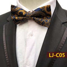 Clássico azul dourado caxemira homens gravata de seda gravata de casamento camisa jacquard gravata boroleta 2024 - compre barato