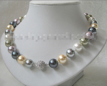 Beautiful 18" 12mm perfect round multicolor south sea shell pearl necklace ^^@^Noble style Natural Fine jewe FREE SHIPPING 2024 - buy cheap