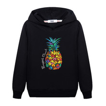 Colorful Pineapple Kids Girls Hoodies Sweatshirt Fashion Casual Basic Coat Black Fruit Print Long Sleeve Tracksuit Thin Top 2024 - buy cheap