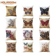 Cotton Linen Cushion Cover 45*45cm Seat Cushion Cover Butterfly Pattern Cushions Cover Home Decoration Pillow Cases funda cojin 2024 - buy cheap