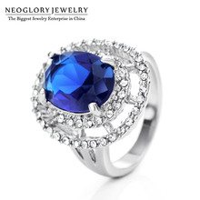 Neoglory anillos de boda de diamantes de imitación de circonita azul para mujeres luz romántica joyería de lujo nueva 2020 Cena 2024 - compra barato