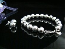 Drop shipping, wholesale 925 Silver 8mm Solid Ball Bracelet& 10mm soild Earrings set 2024 - buy cheap